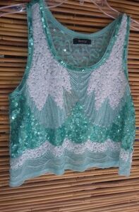 COPY - Verty Turquoise Beaded Crop Top M
